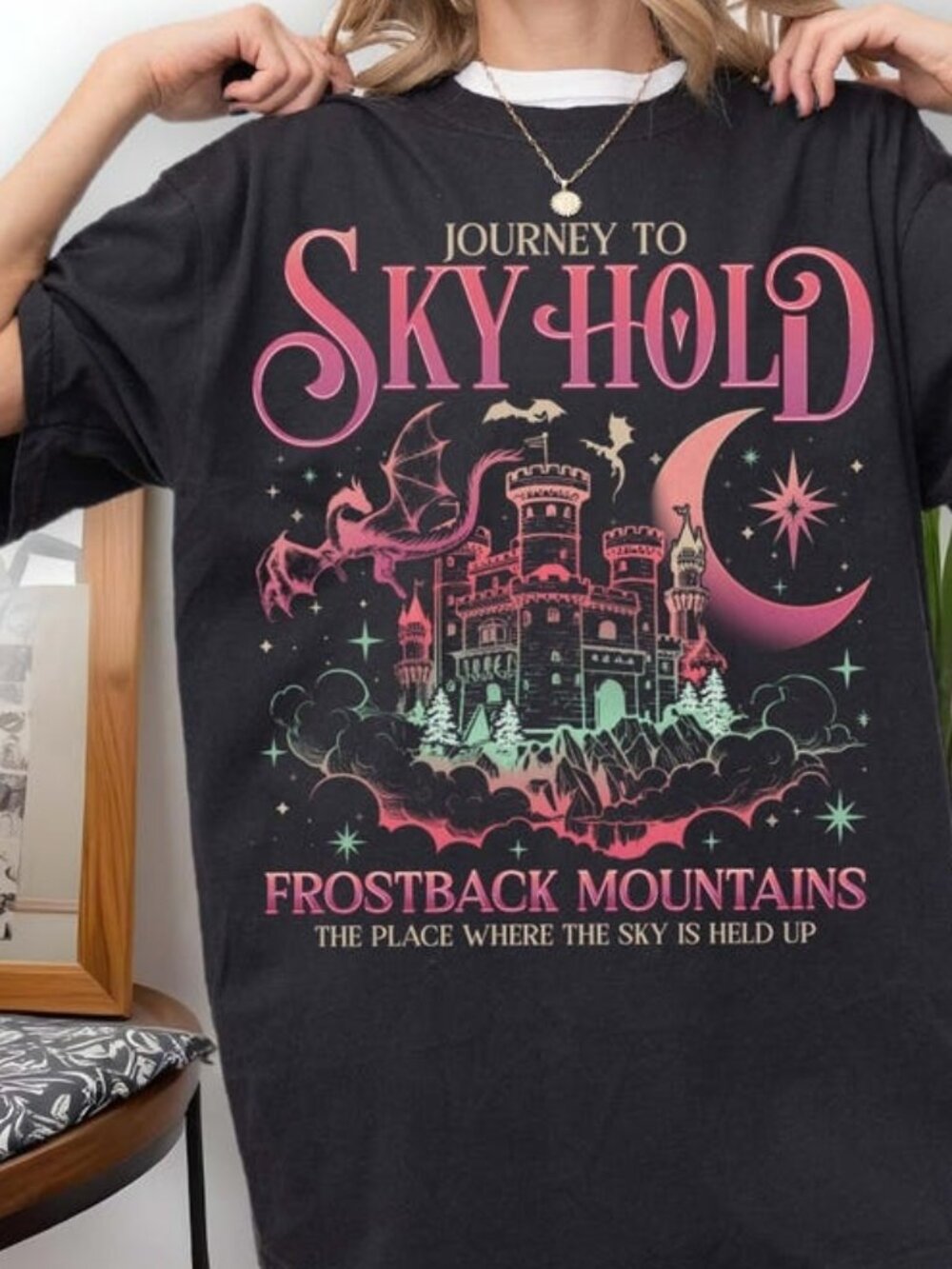 Skyhold Fantasy Gamer T-shirt, Dragon Adventure Graphic Tee